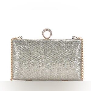 Starlet Rhinestone Clutch Evening Bag Rose Gold with Chain Strap